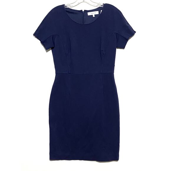 Lark & Ro Classic Navy Dress 12 Minimalist Quiet Luxury Cocktail Career Elegant - Picture 1 of 7